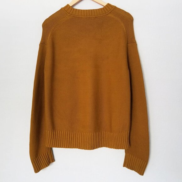 Everlane The Link-Stitch Crewneck Sweater XS Brass Brown 100% Cotton Jumper Top - Picture 6 of 15